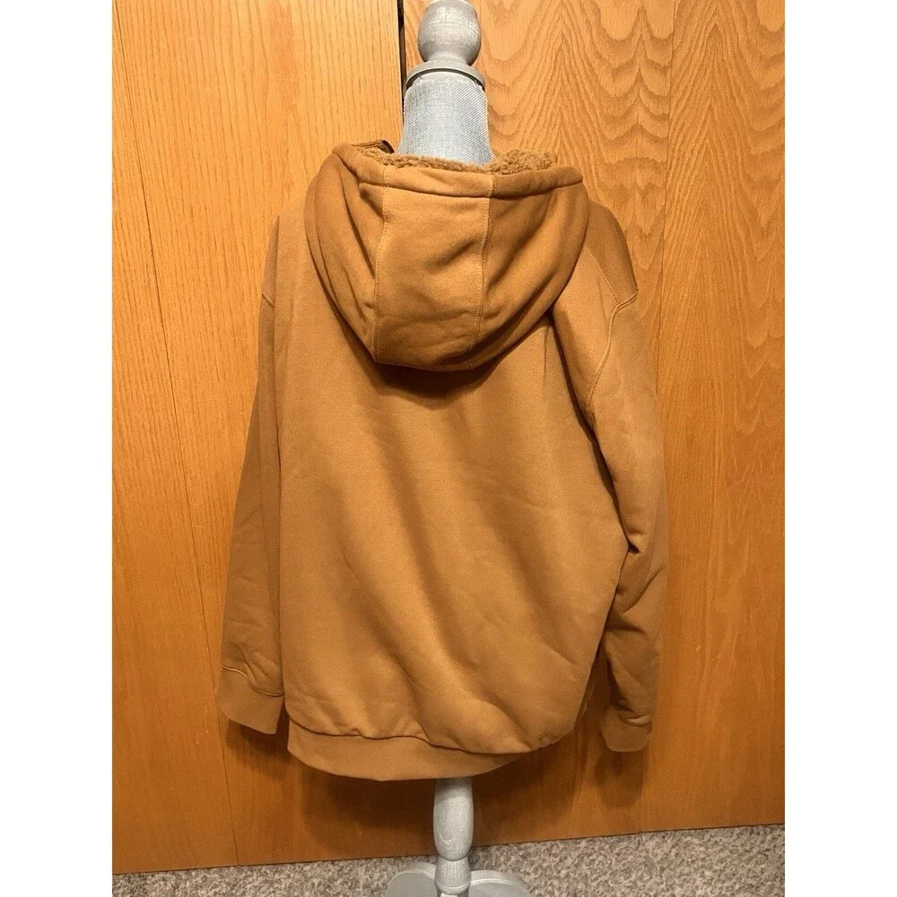 Carhartt Rain Defender Sherpa Lined Jacket Hoodie Mens 2XL Tan NWOT TS3308-M
